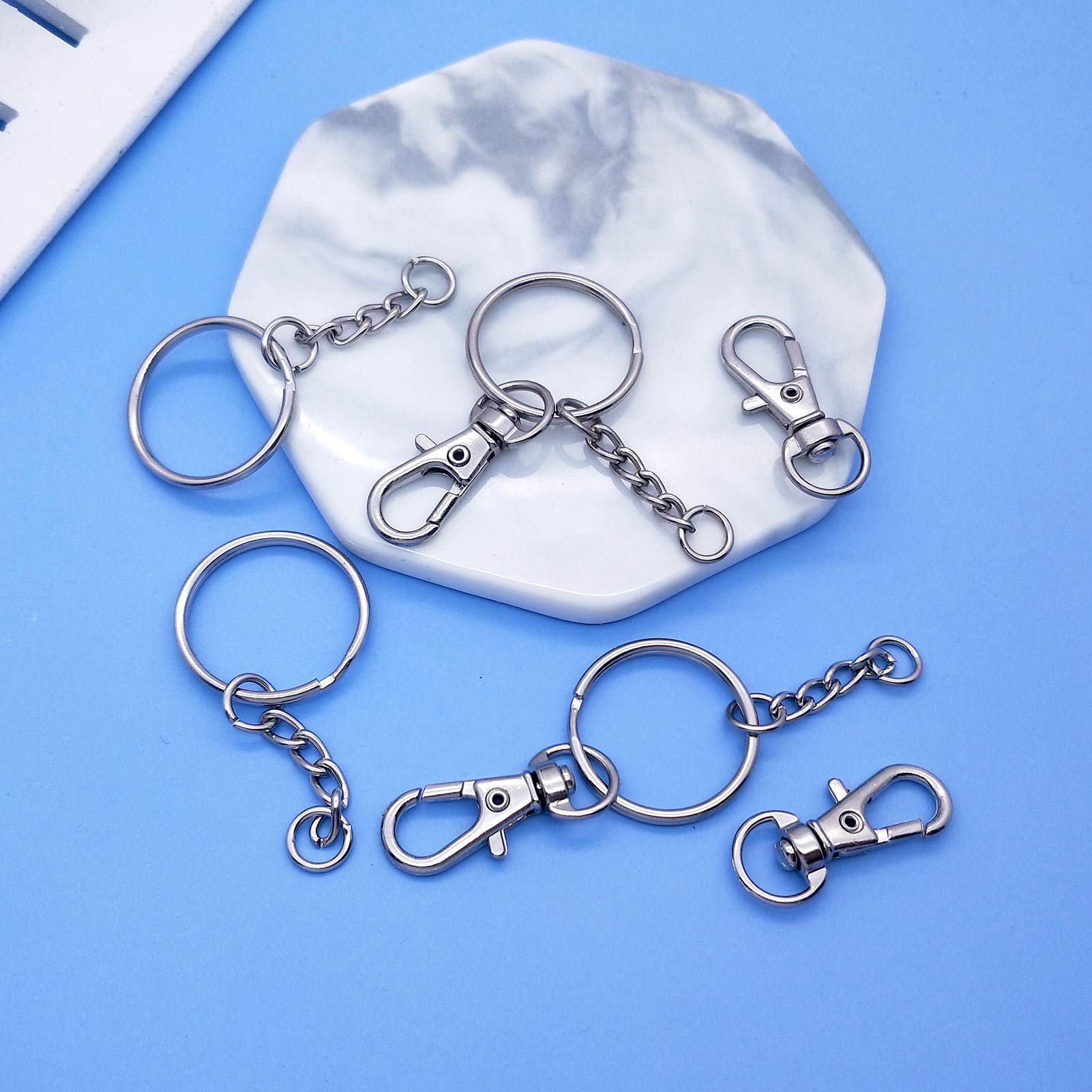 150Pcs Swivel Snap Hook,Split Key Rings with Chain and Jump Rings
